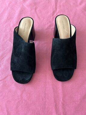 Halogen Black Suede Open-Back Slide Mules
